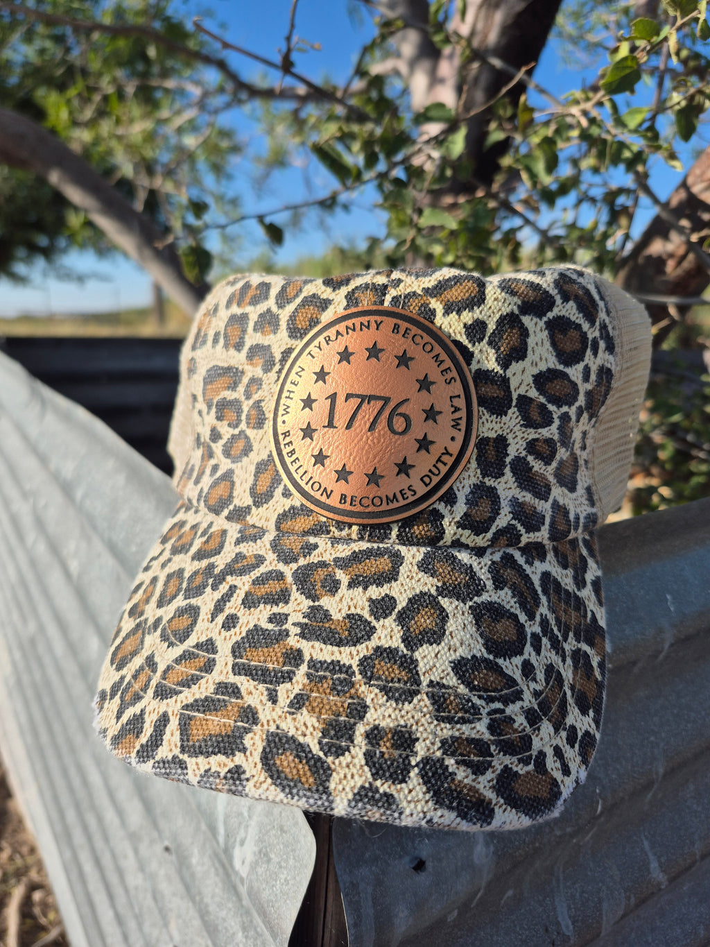 Women's "1776" Pony Tail Hat - Cheetah Khaki