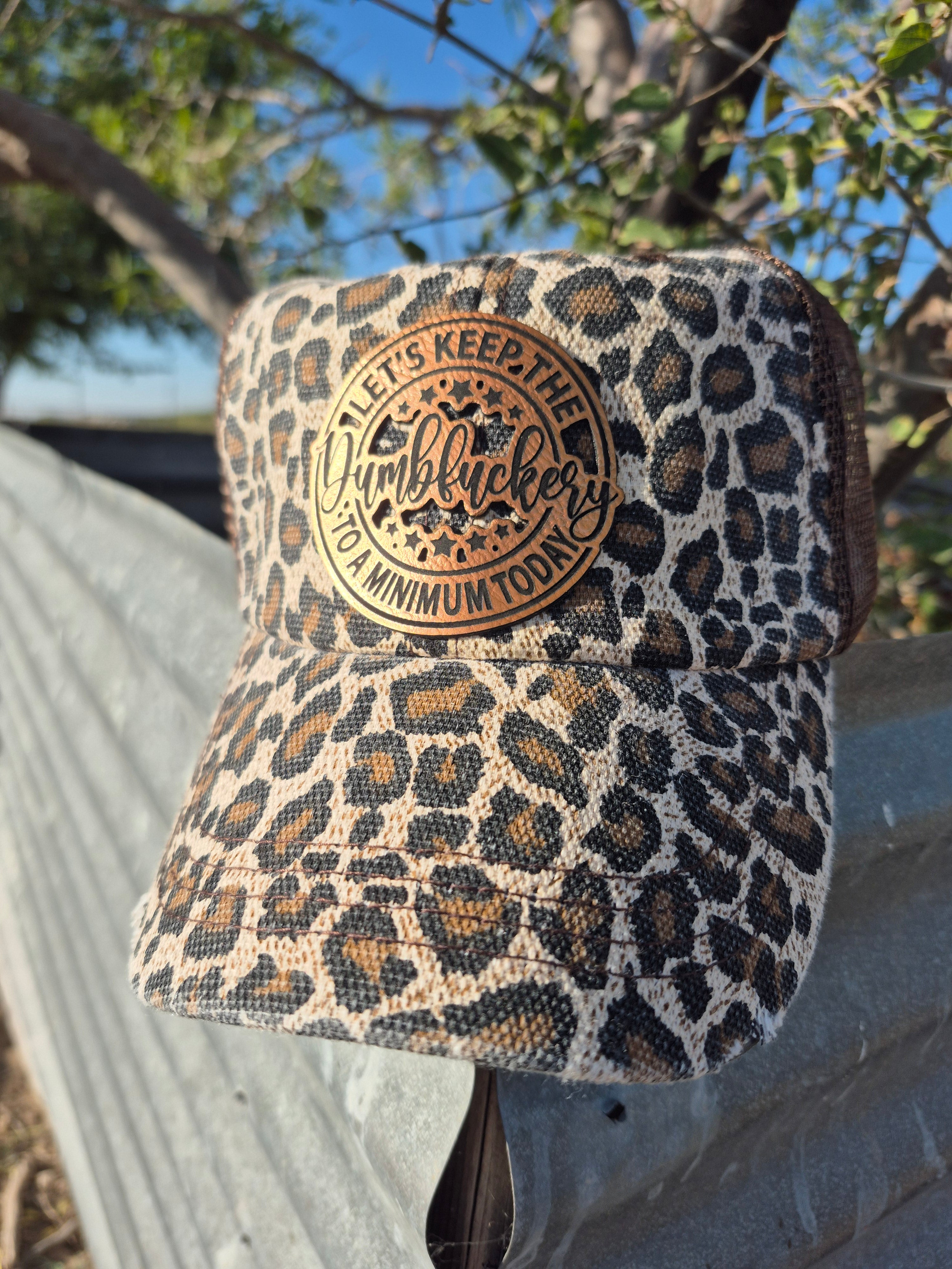 Women's "Dumbfuckery" Pony Tail Hat - Cheetah Brown