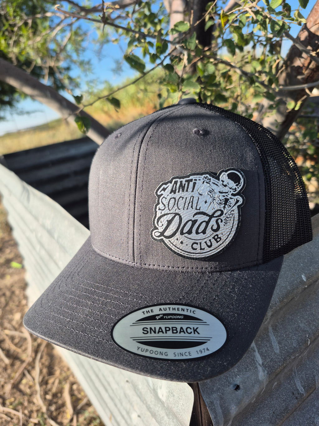 Anti Social Dads Club Hat - Black/Silver Patch