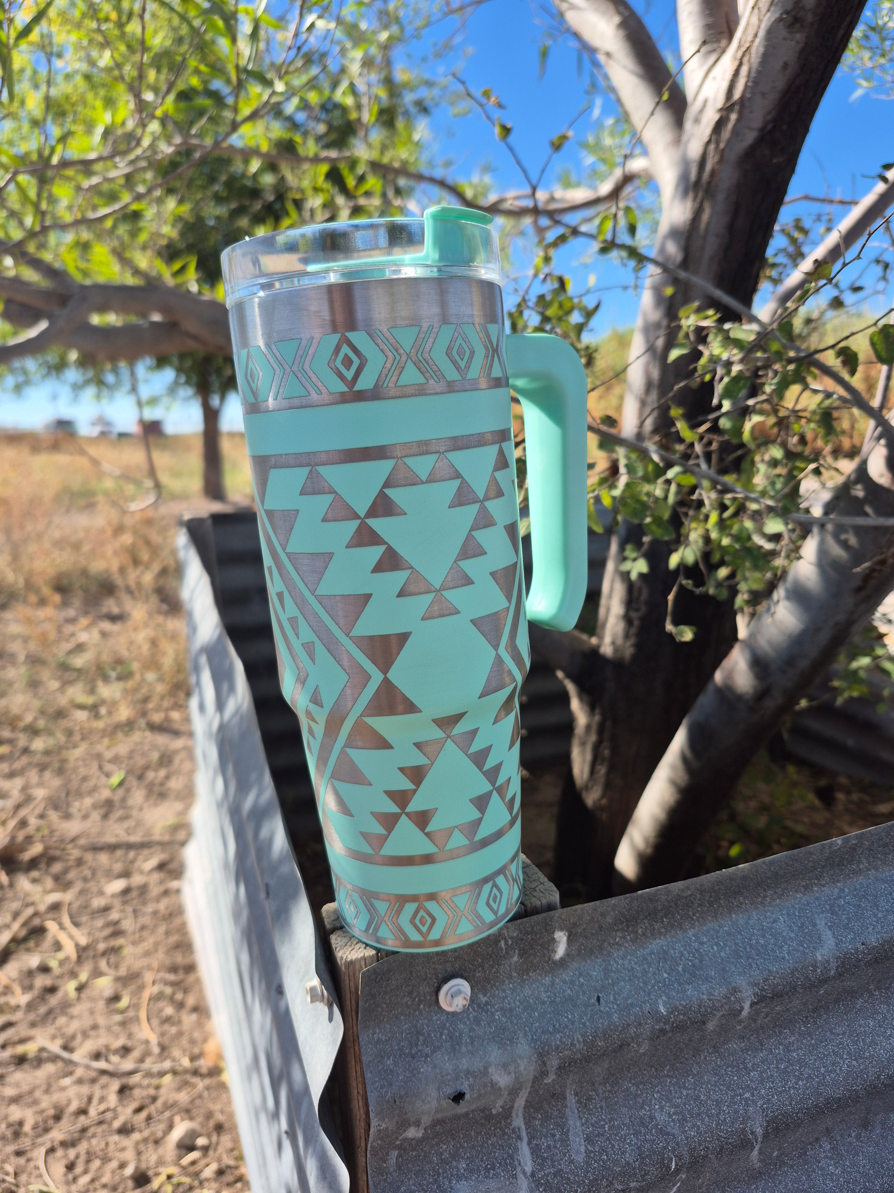 Teal Southwestern Aztec Tumbler