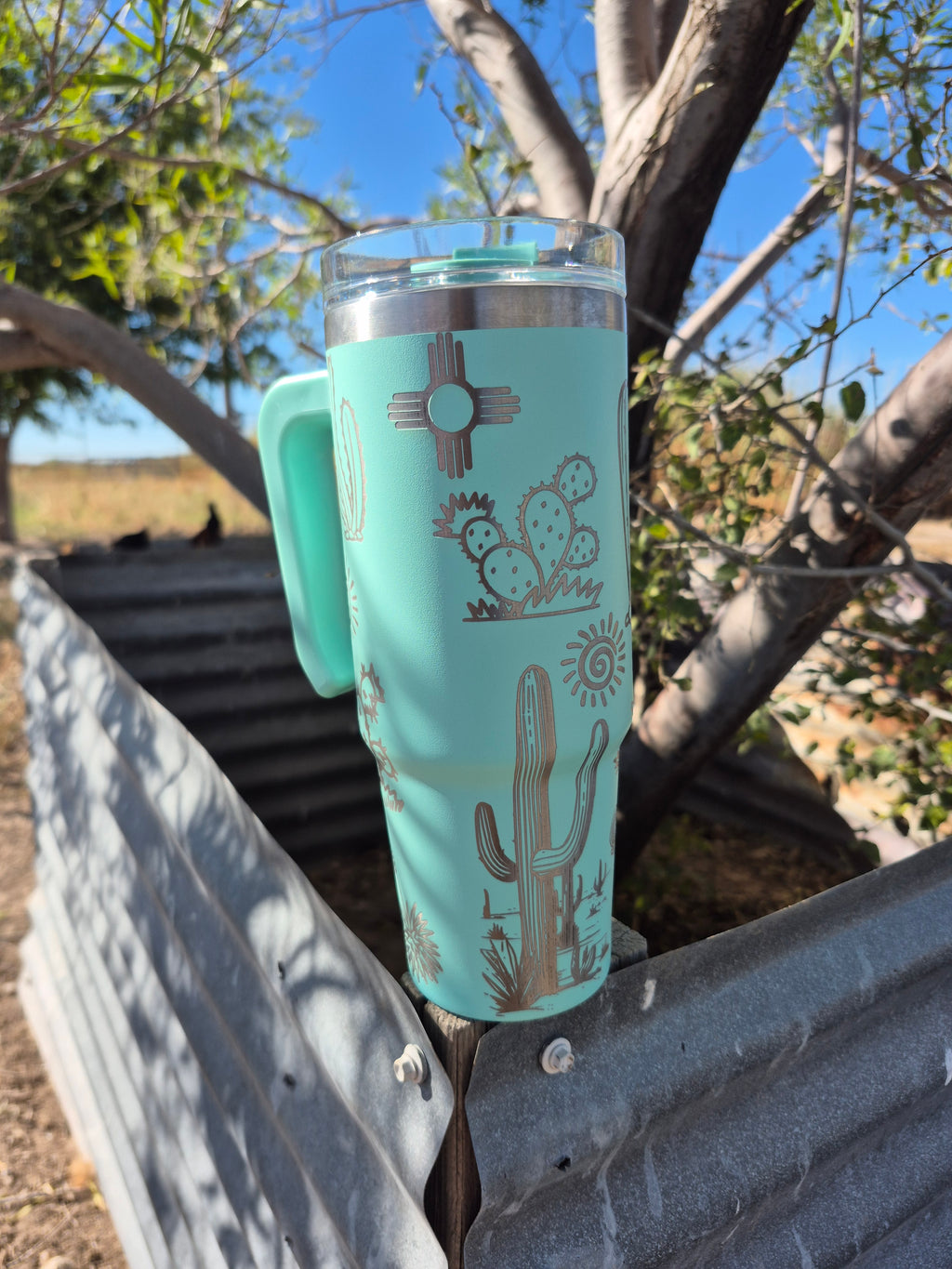 Teal Desert Zia Wrap Tumbler