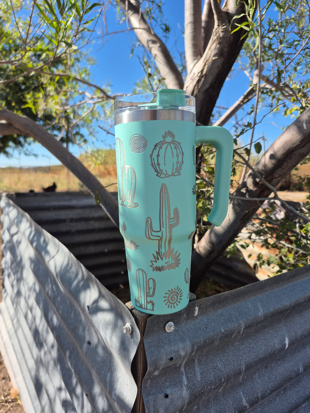 Teal Desert Zia Wrap Tumbler