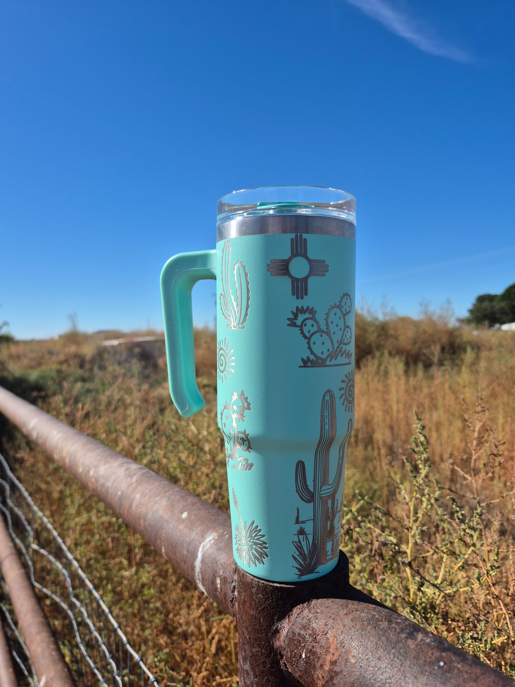 Teal Desert Zia Wrap Tumbler