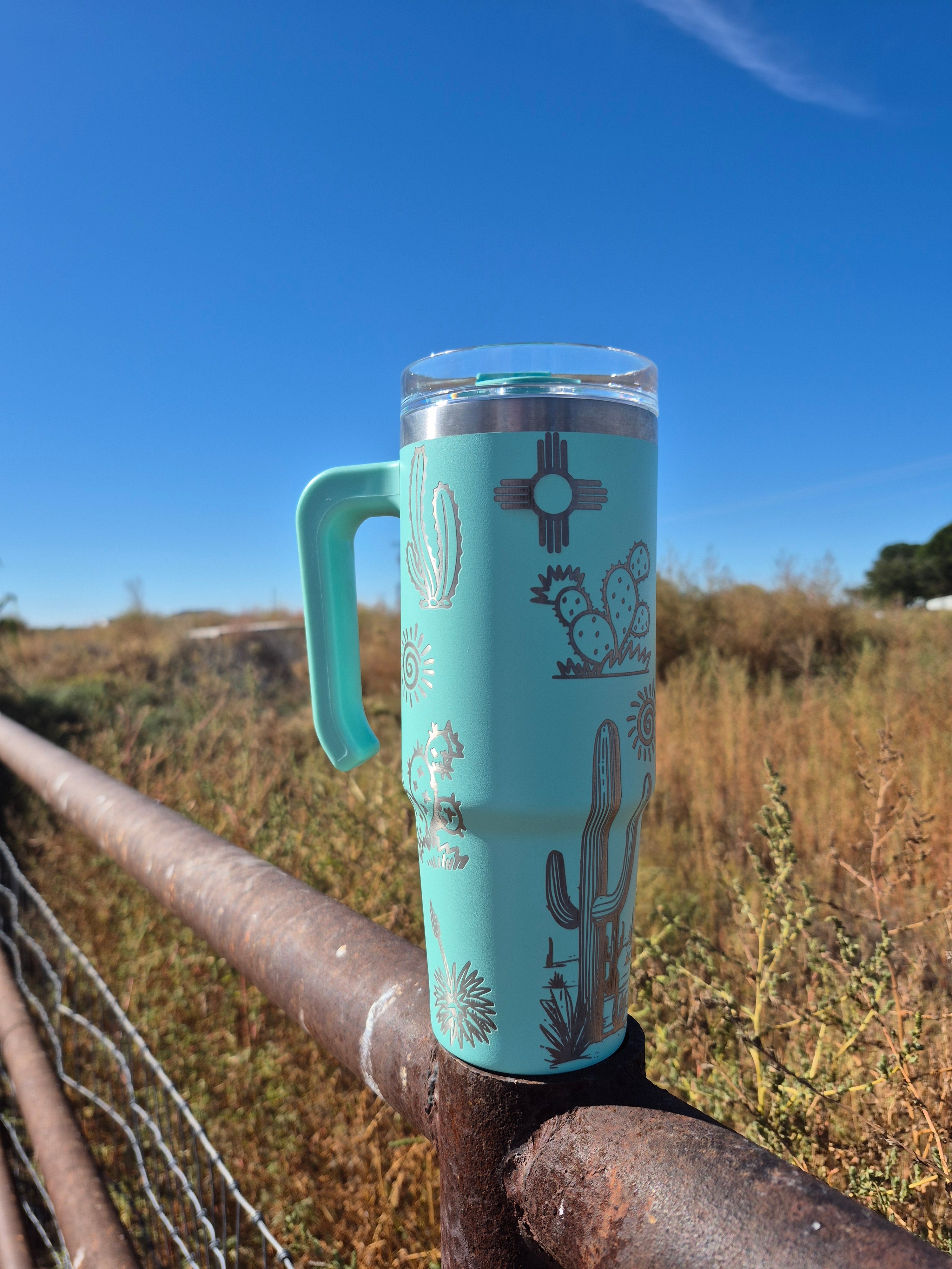 Teal Desert Zia Wrap Tumbler